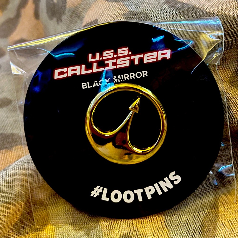 USS Callister Black Mirror Gold Pin - Loot Crate Exclusive sealed in package